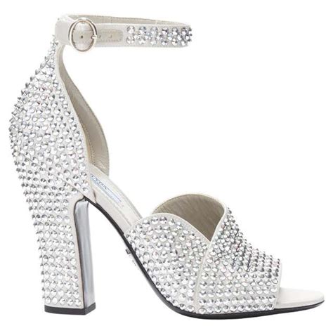 prada rhinestone heels|prada grey metallic shoes.